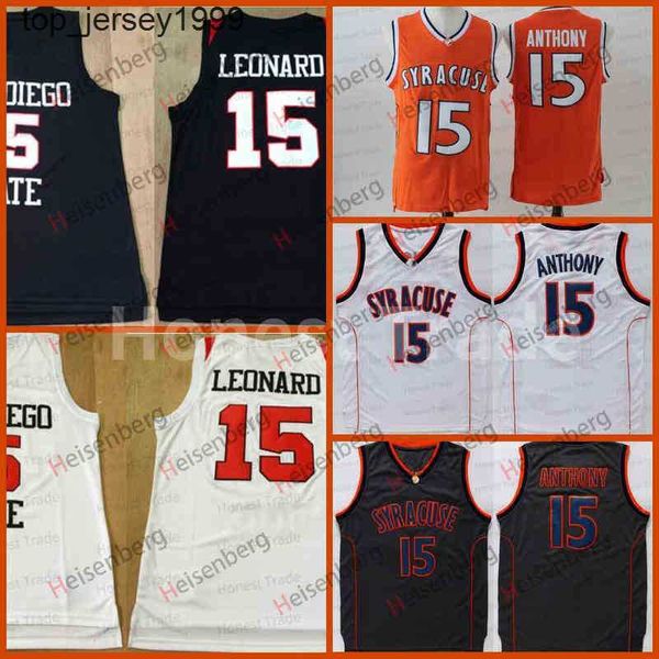 

new #15 college basketball wears ncaa san diego state kawhi leonard jersey syracuse orange 15 camerlo anthony college basketball jerseys wea, Black;red