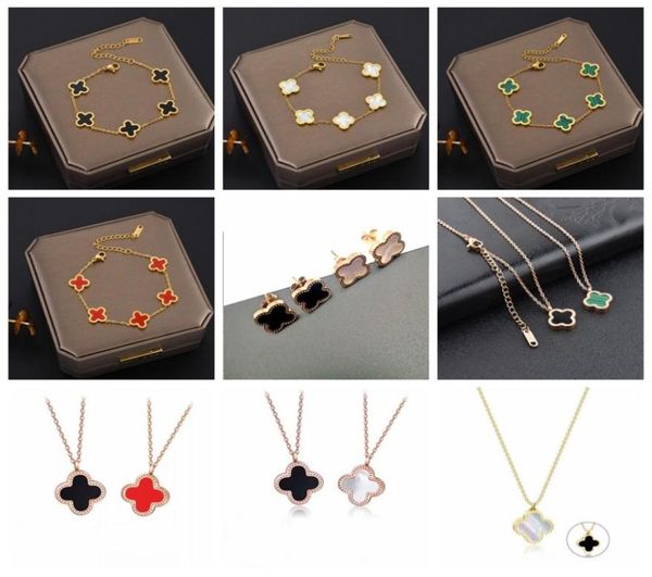 

classic 18k rose gold plated clover pendant necklace charm bracelet earring6534349, Silver
