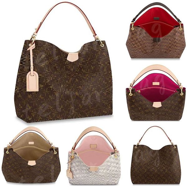 

graceful mm classic flower graceful pm hobo bag designer handbags leather white grid totes women shoulder bags magnetic closure zipped insid