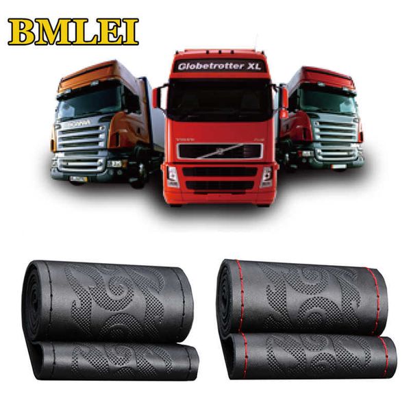 

truck bus car steering wheel cover diy 42/45/47/50cm wrap braid on the steering wheel genuine leather interior g230524 g230524