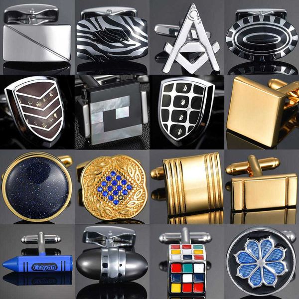 

cuff links new luxury men's shirt santa claus wedding movie magic/golden leaf/crown cufflinks g220525, Silver