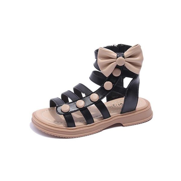 

sandals baby shoes kids footwear children roman summer girl bow zhongbang beach non-slip f11389, Black;red