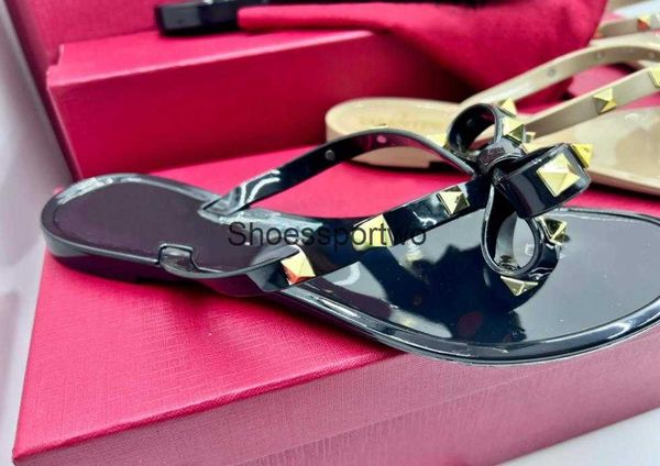 

flip flops summer new fashio style europe united states brand designer rivets bow sandals shoes women sandals quality, Black