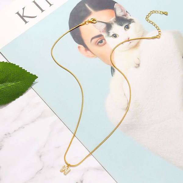 

personalized boho vintage handmade inlaid zircon letter dainty initial pendant alphabet jewelry necklace for gold women chain cute charms co, Silver