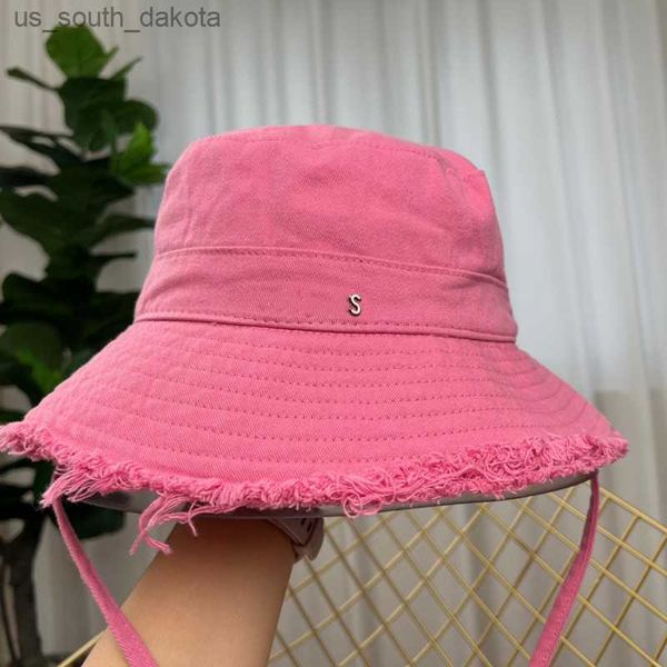 

woman wide brim hats summer le bob artichaut bucket hat sun cap drstring design adjustable size head circumference standard 57cm 10 colors q, Blue;gray