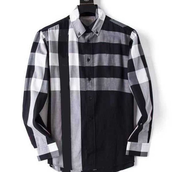 

2023 men's dress shirt luxury slim silk t-shirt long sleeve casual business clothing plaid color size -4xl yz37 vswx, White;black