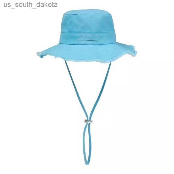 

wide brim hats 2022 new woman wide brim hats summer le bob artichaut bucket hat sun protection l230523, Blue;gray