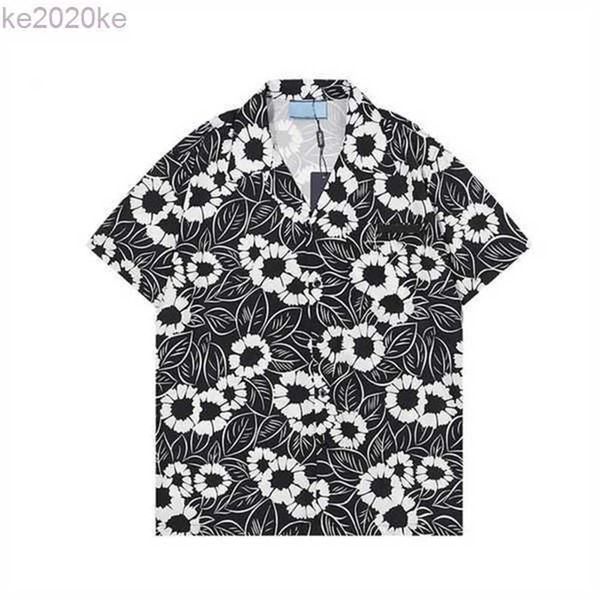 

summer designer men's hawaii short-sleeved silk bowling shirt casual shirts vintage lines of this luxury short sleeve dress shirt wd7t, White;black