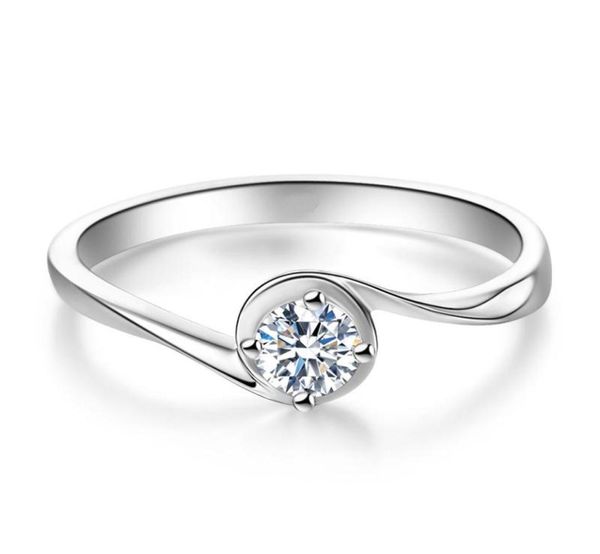 

cluster rings 14k au585 white gold ring women wedding anniversary engagement party 4 claw round moissanite diamond elegant trendy 1450031, Golden;silver