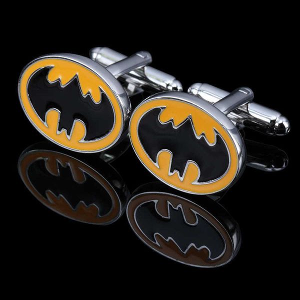 

cuff links silver plated yellow enamel bat men's copper cufflinks 1 pair of exquisite high-quality gift party wedding dress buttons g22