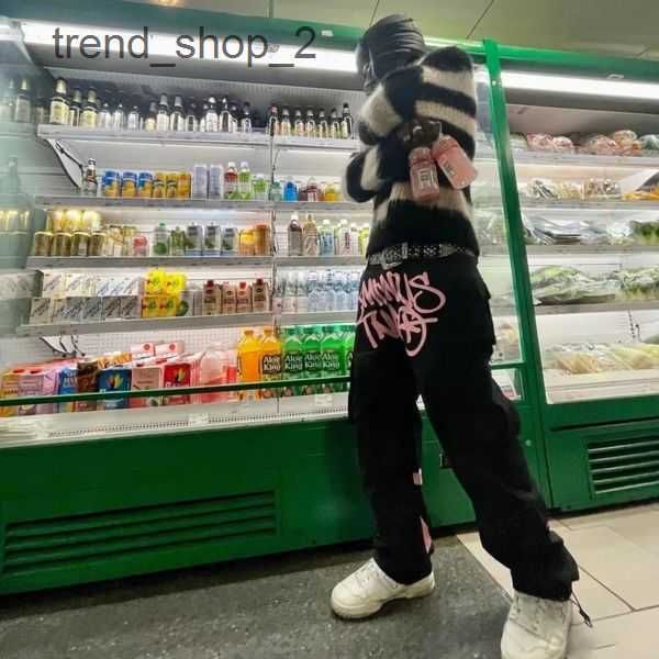 

selling 2023 minus two cargo pants harajuku casual loose punk rock straight wide leg trouser streetwear y2k retro street trend overalls 2 7, Black
