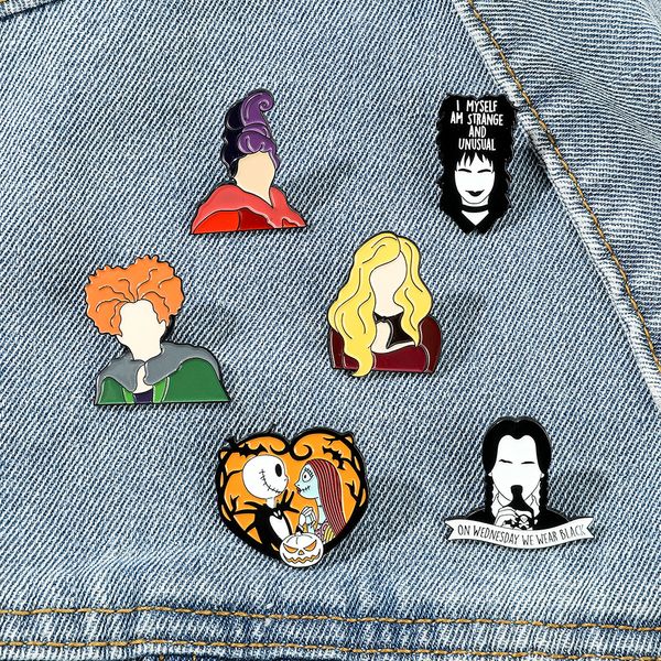 

wednesdays witch brooch cute anime movies games hard enamel pins collect metal cartoon brooch backpack hat bag collar lapel badges, Blue