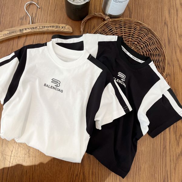 

summer new children's short sleeve t-shirt round neck boys' clothing letter print design t-shirt casual loose fashion korean baby, Blue