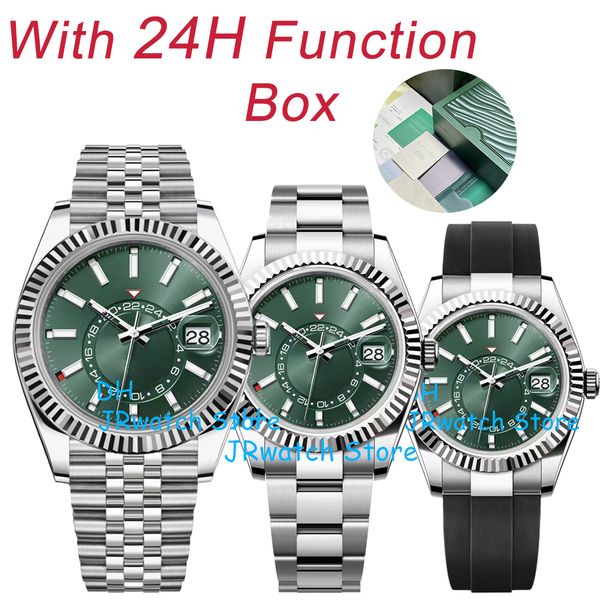 

luxury men s sky resident automatic sapphire business watch automatic calendar 24h function decorative sky watch stainless steel luminous fa, Slivery;brown