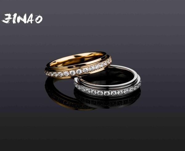 

jinao 2021 rotatable stainless steel iced out micro pave hip hop punk ring party jewelry accessories for men2886592, Silver