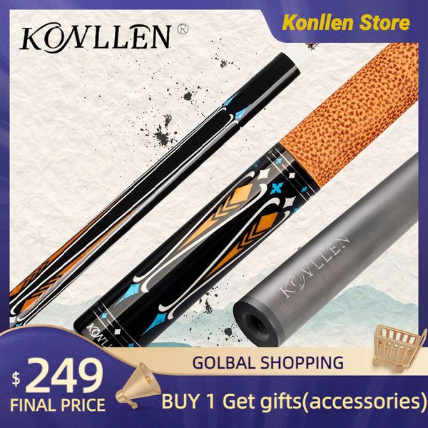 

billiard cues konllen carbon fiber pool cue stick 12.5mm tip 3 8 11 joint pin professional taper leather grip billar kit with case 230524