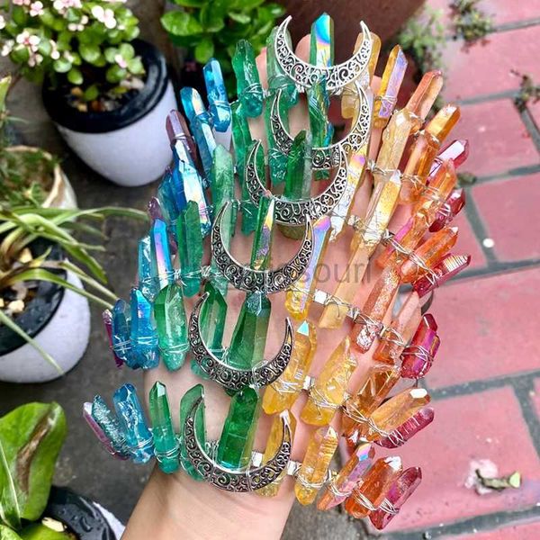 

other fashion accessories real obsidian crystal quartz crescent moon headband drusy muslim bride crown witch divination cosplay tiara comb h, Silver