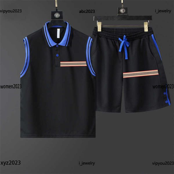 

man tracksuits designer basketball jersey casual suit size -3xl 2pcs multi color stripe decoration lapel vest and lace up shorts may, Gray