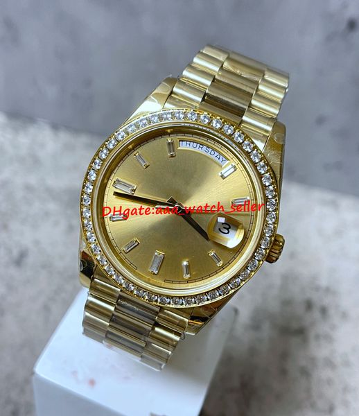 

2 colors bp factory luxury mens watches 40mm dd 228348 228238 diamond bezel baguette stones markers automatic movement 2 end links president, Slivery;brown