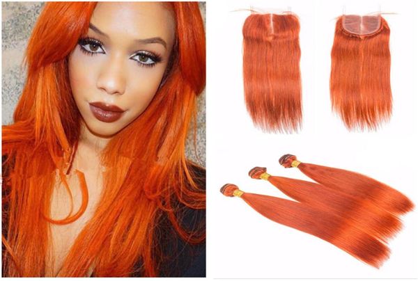 

orange color hair with lace closure straight human hair weaves with lace closure malaysian virgin remy hair bright orange color2576830, Black;brown