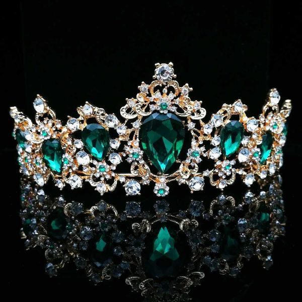 

other fashion accessories baroque vintage green royal tiara crowns bride blue red queen crown bridal headband wedding tiara for women hair j, Silver