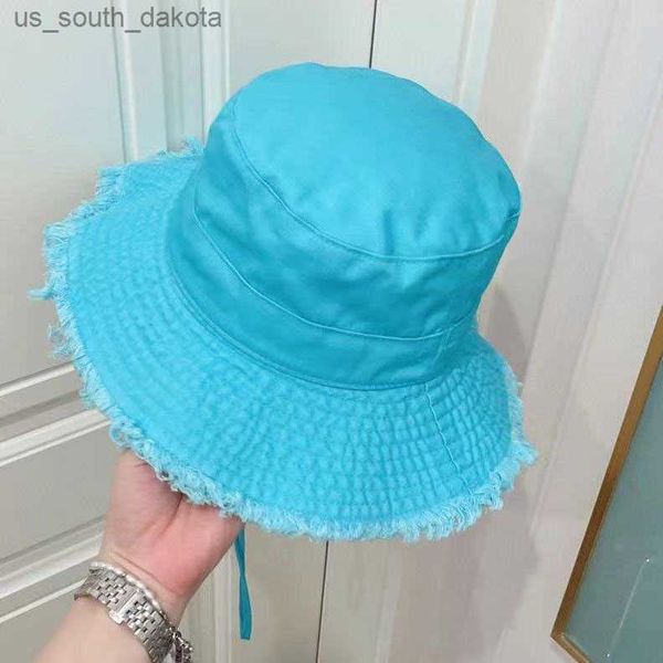 

wide brim hats bucket hat luxury designer woman summer wide brim hats metal solid color l230523, Blue;gray