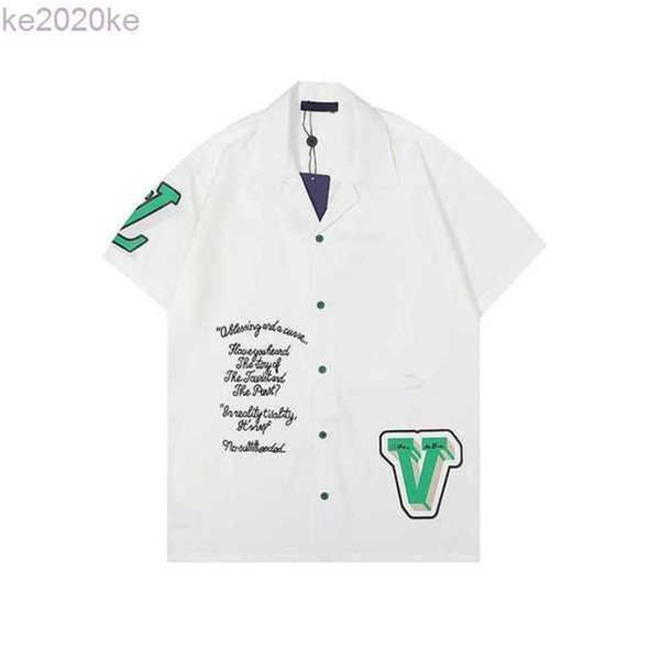 

22ss luxury designer mens fashion geometric print bowling shirt hawaii floral casual shirts men slim fit short sleeve 7uvy 9ybf, White;black