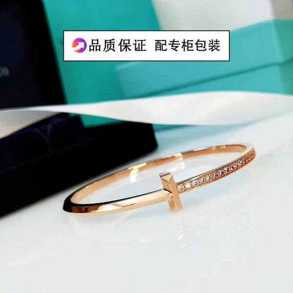 

factory designer t bangle tiffane t1 bracelet with diamond inlaid rose gold t word yiyang qianxi for men and women l1ds, Black