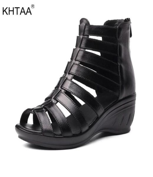 

women gladiator sandals hollow out wedges fashion casual woman shoes peep toe zip rome ladies comfortable female8681743, Black