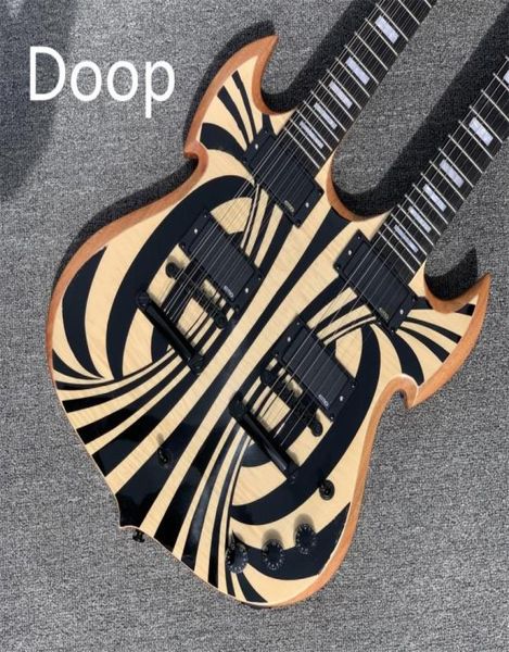 

in stock custom wylde audio barbarian 12 6 strings double neck gloss black behemoth sg electric guitar copy emg pickups black ha7205055
