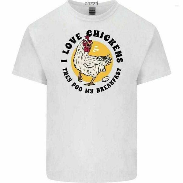 

men's t shirts i love chickens they poo my breakfast funny t-shirt rude food1g08, White;black