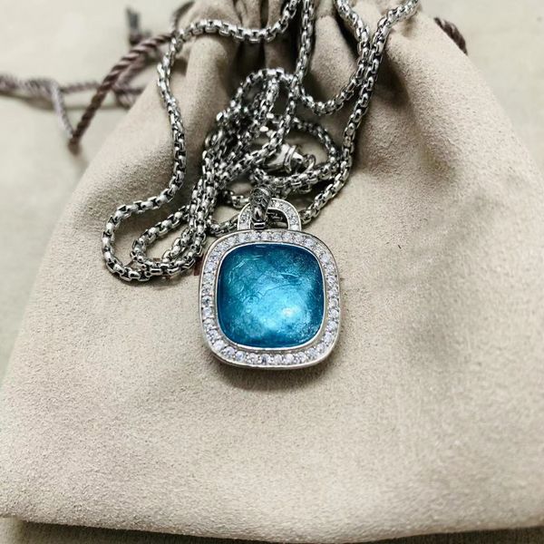 

necklace dy luxury designer twisted women fashion versatile twist necklace jewelry platinum plated wedding gifts 14mm blue z pandent necklac, Silver