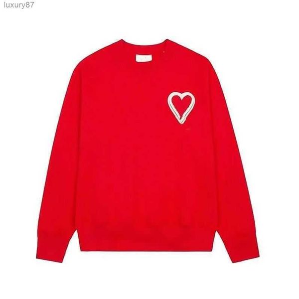 

hoodie male and female designers amis paris hooded highs quality sweater embroidered red love 2023ss spring round neck jumper couple sweatsh, Black