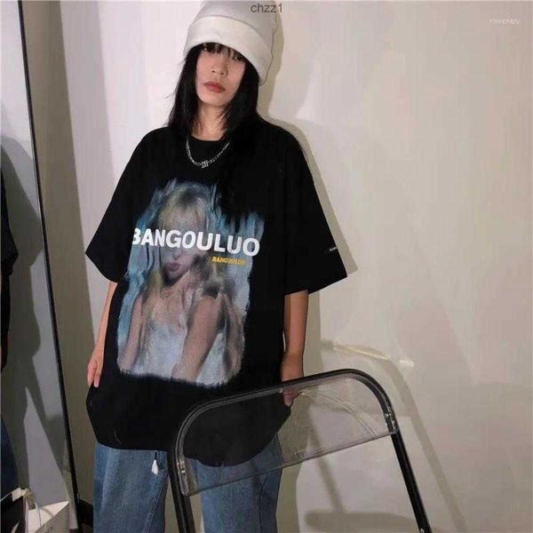 

men's t shirts american high street specific sharacter srend oversize t-shirt loose summer pure cotton couple figure hip-hop y2kuzl0uzl, White;black