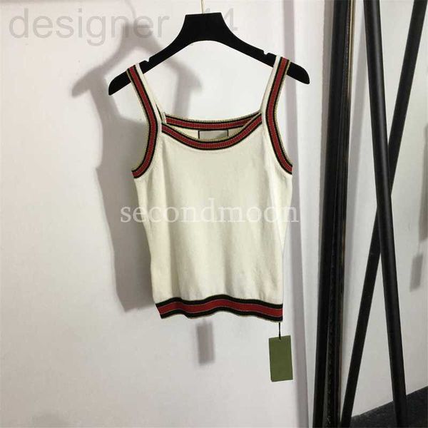 

women's tanks & camis designer embroidered designer tsleeveless knitted vest women summer breathable tees casual style elastic 41oh, White