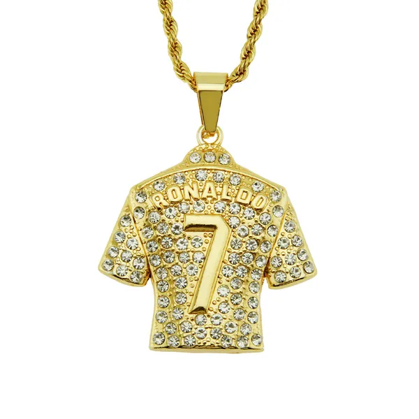 

New Hip-hop Personality Trend Full of Diamonds 7 Jersey Pendant Three-dimensional Men's Necklace