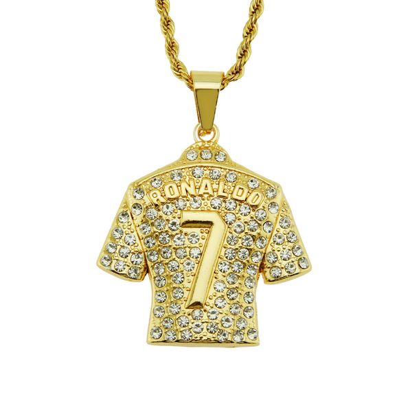 

New Hip-hop Personality Trend Full of Diamonds 7 Jersey Pendant Three-dimensional Men's Necklace