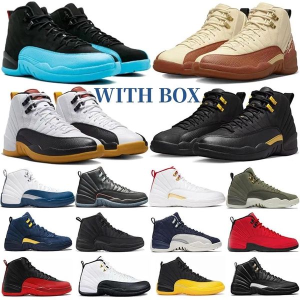 

designer jumpman 12 men basketball shoes 12s black taxi stealth muslin hyper royal playoffs flu game university gold mens trainers sports sn