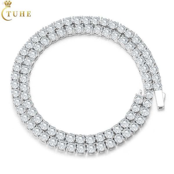 

gra certificate d color vvs moissanite diamond spring clasp tennis chain 925 sterling silver necklace