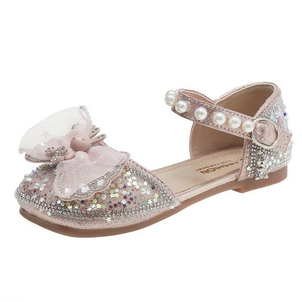 

sandals baby shoes children footwear bow knot diamond pearl princess spring summer girls head soft soled performance f11413, Black;red