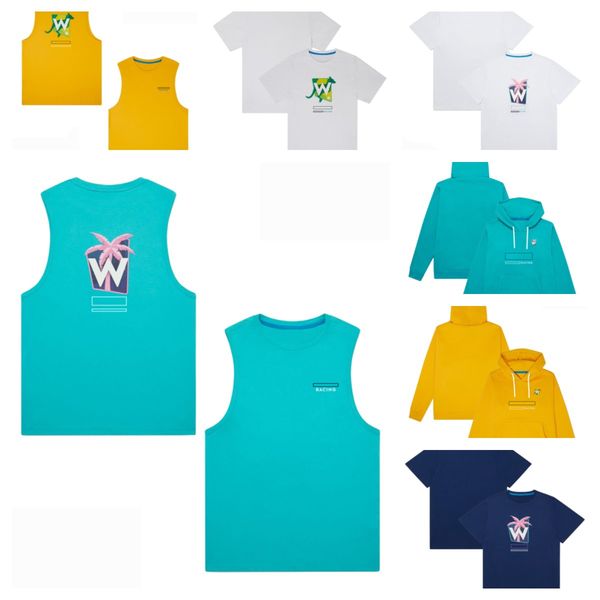 

f1 formula one short-sleeved t-shirt car team suit 2023 new racing suit crewneck casual tee coat windproof and warm