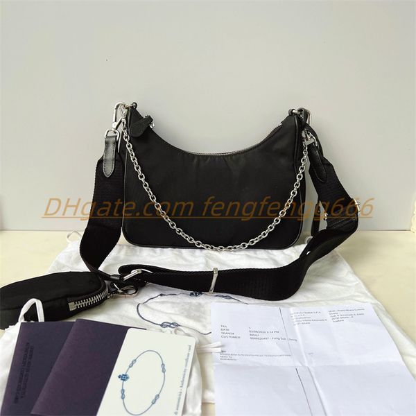 

nylon leather hip-hop shoulder bag brand ladies 3pcs triple re-edition 2000 2005 crossbody hobo purse totes wallet bag handbags wholesale