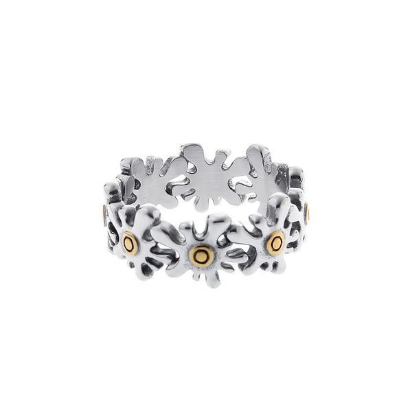 

japan/south korea liquid irregular flower splicing ring with titanium steel design simple fashionable brand charm man/women, Silver