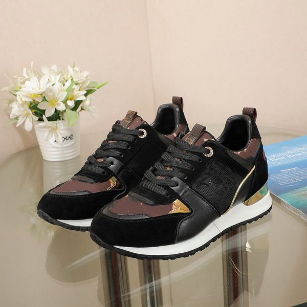 

designer womens causal shoes fashion men leather lace up platform sole sneakers white 0523, Black