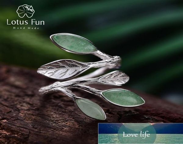 

lotus fun real 925 sterling silver open ring natural stone handmade design fine jewelry spring in the air leaves rings for women6508017