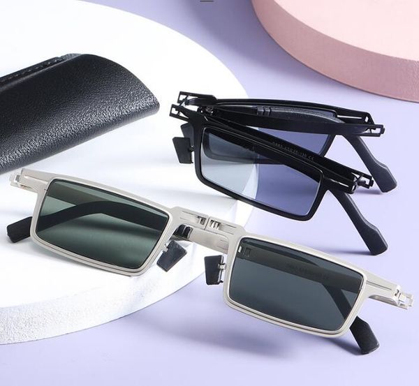 

folding frame sunglasses vintage sun glass mens designer brand luxury women sunglass square sunglasses shades eyewear, White;black