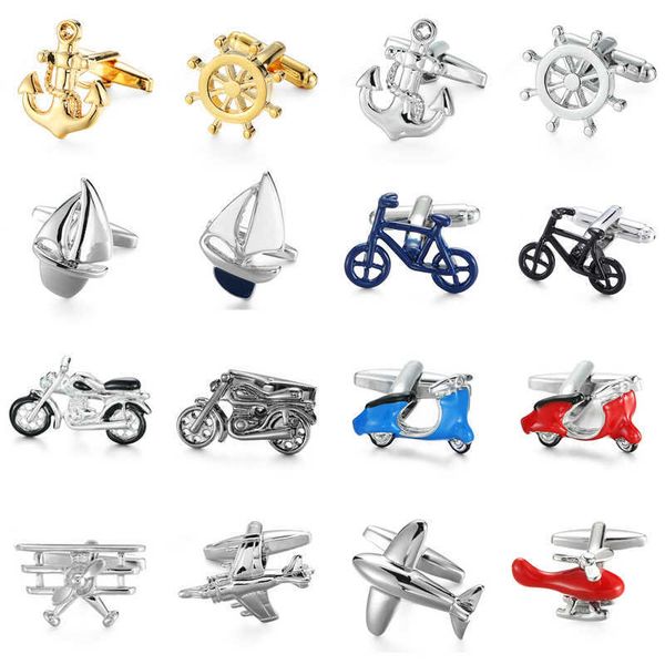 

cuff links c-man luxury shirt aircraft motorcycle men's brand cufflinks silver abotoaduras jewelry g220525
