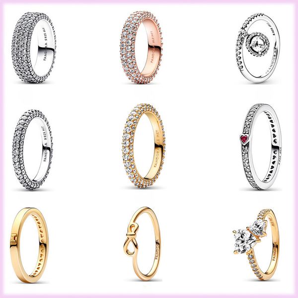 

925 sterling silver pandora ring full of diamond multi -ring eternal symbol pairs suitable for women's jewelry fashion accessories deli