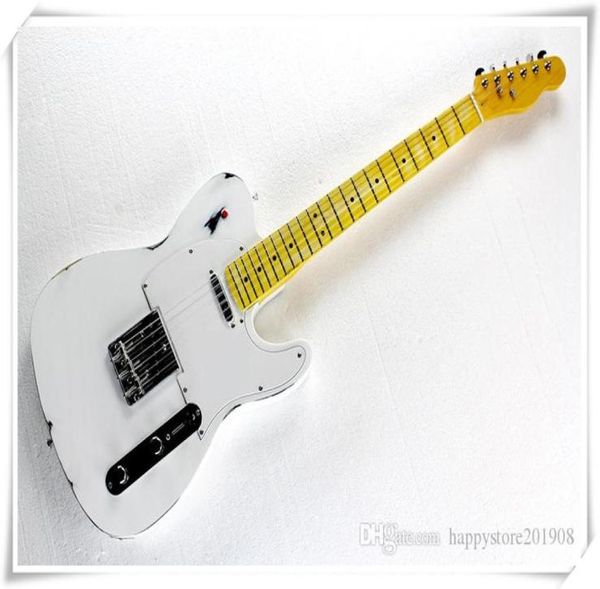 

whole factory custom white retro body electric guitar with yellow neckmaple fingerboardwhite pickguard2 pickupscan be cust2541645