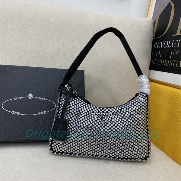 

fashion nylon diamond totes wallets designers women luxurys bagsdesigner handbags cross body shoulder bag rhinestone plain black fashions mi